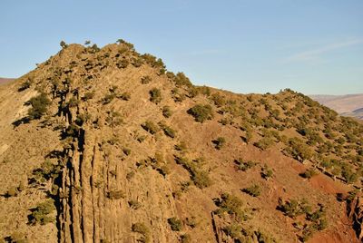 Scenic view of mountains against clear sky