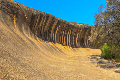 Scenic view of land against clear blue sky