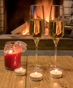 Tea light candles on table