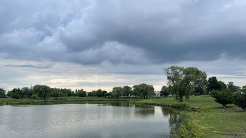 Scenic view of lake against sky