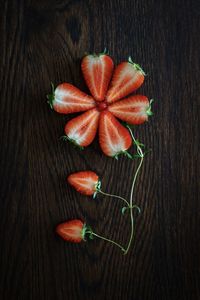 High angle view of orange fruit on table