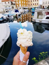 Hand holding ice cream cone