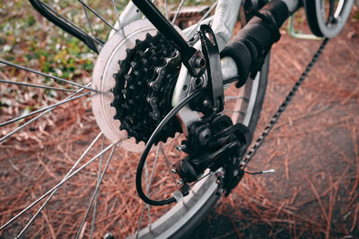 Close-up of bicycle on road