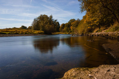 Scenic view of lake against sky