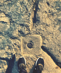 Low section of person standing on rock
