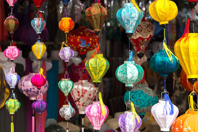 Close-up of lanterns