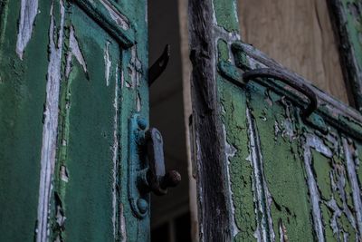 Close-up of old metal door