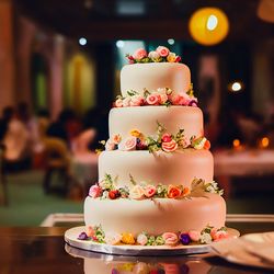 Close-up of a wedding cake 
