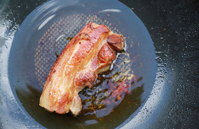 High angle view of food in plate