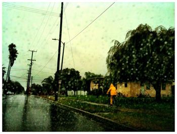 Electricity pylons on road