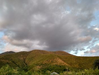 Scenic view of landscape against cloudy sky