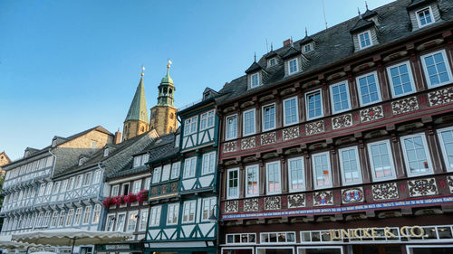 Low angle view of buildings against sky