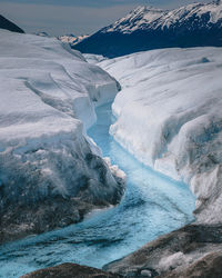 Aerial view of frozen river