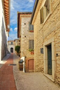 A narrow street of veroli, a medieval village in lazio region, italy.