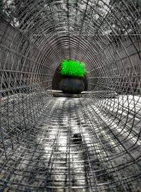 Close-up of green light in tunnel