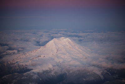 Aerial view of landscape against sky during winter