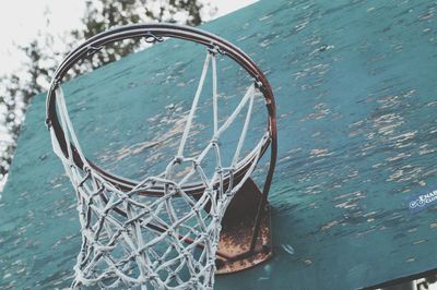 Close-up of basketball hoop in water