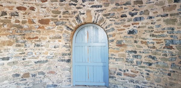 Closed door of old building