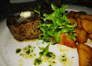 Close-up of meat on plate