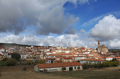 High angle view of townscape against sky