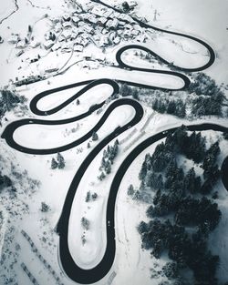 High angle view of snow covered plants against sky