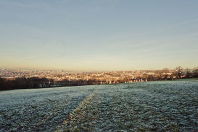 City against sky during winter