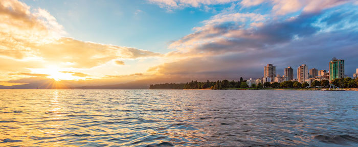 Scenic view of sea against sky during sunset