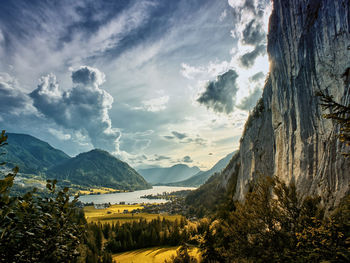 Scenic view of mountains against sky