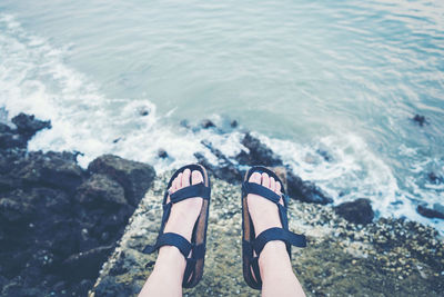 Low section of woman on beach