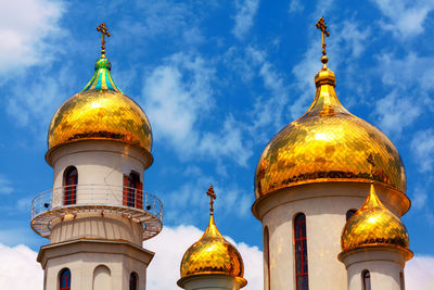 Russian golden cupola . domes on the top of christian church