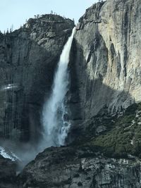 Low angle view of waterfall