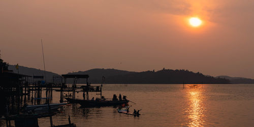 Scenic view of lake during sunset