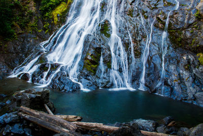 Scenic view of waterfall in forest