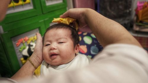 Portrait of cute baby lying down