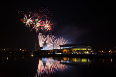 Firework display at night