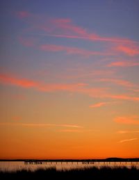 Scenic view of silhouette field against sky during sunset