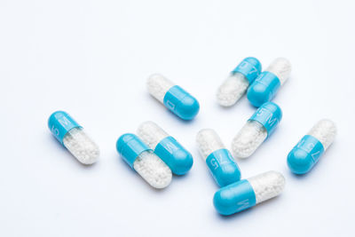 High angle view of objects on white background