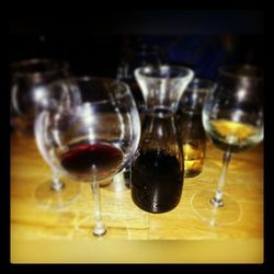 Close-up of wine glass on table