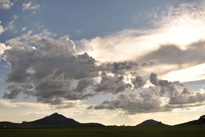 Scenic view of silhouette landscape against sky during sunset