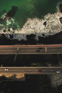 High angle view of road by street at night