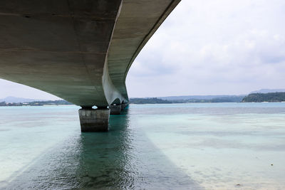 Scenic view of bridge over sea against sky