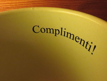 Close-up of text on wall