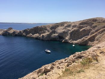 Scenic view of sea against clear sky