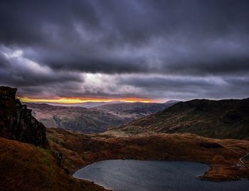Scenic view of landscape against cloudy sky
