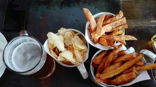 High angle view of food on table