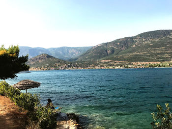 Scenic view of sea against clear sky