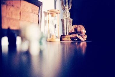 Hourglass on table