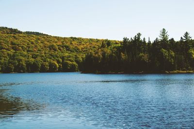 Scenic view of lake against clear sky