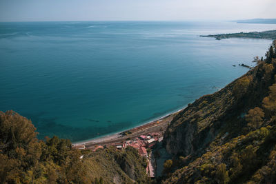 High angle view of sea against sky