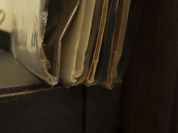 High angle view of piano on table
